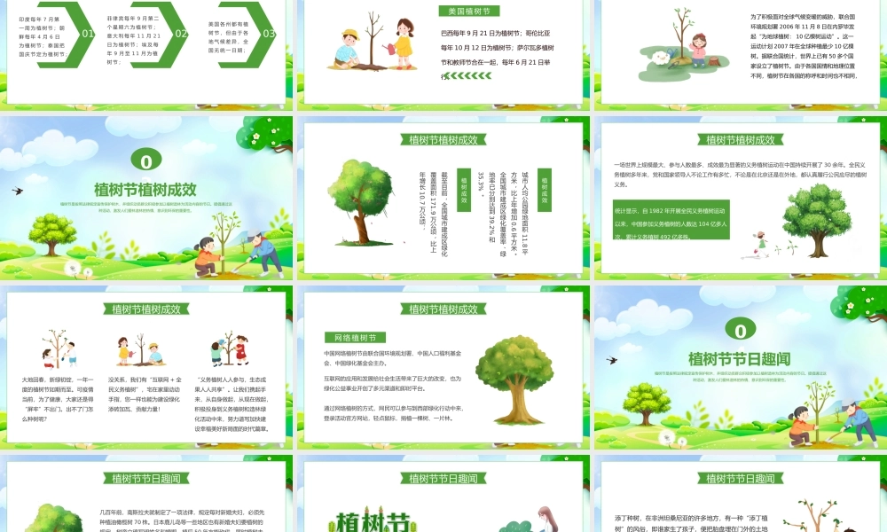 植树节PPT绿色清新三月十二日关爱地球保护地球课件模板.pptx