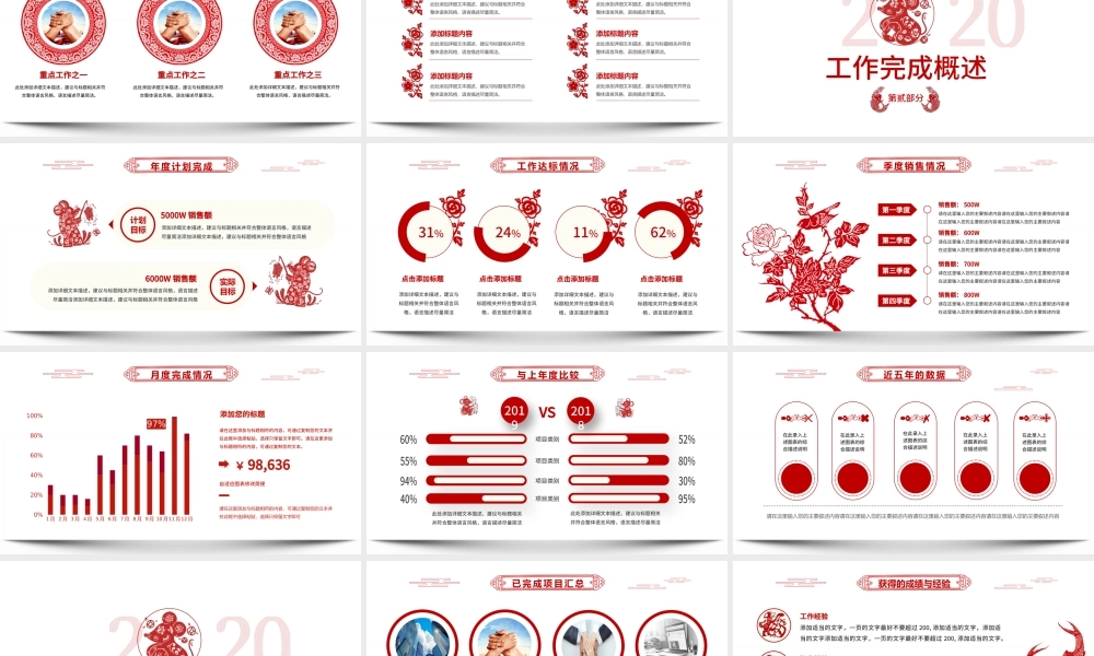 中国风剪纸2020鼠年年终总结计划PPT模板.pptx