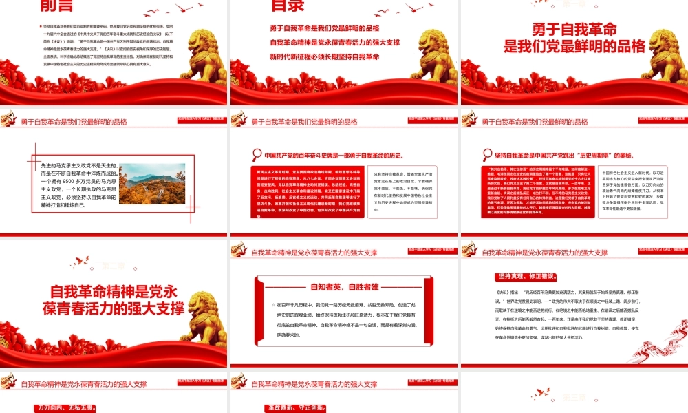 中国共产党必须长期坚持自我革命PPT红色大气风党员干部深入学习《决议》专题党课课件.pptx