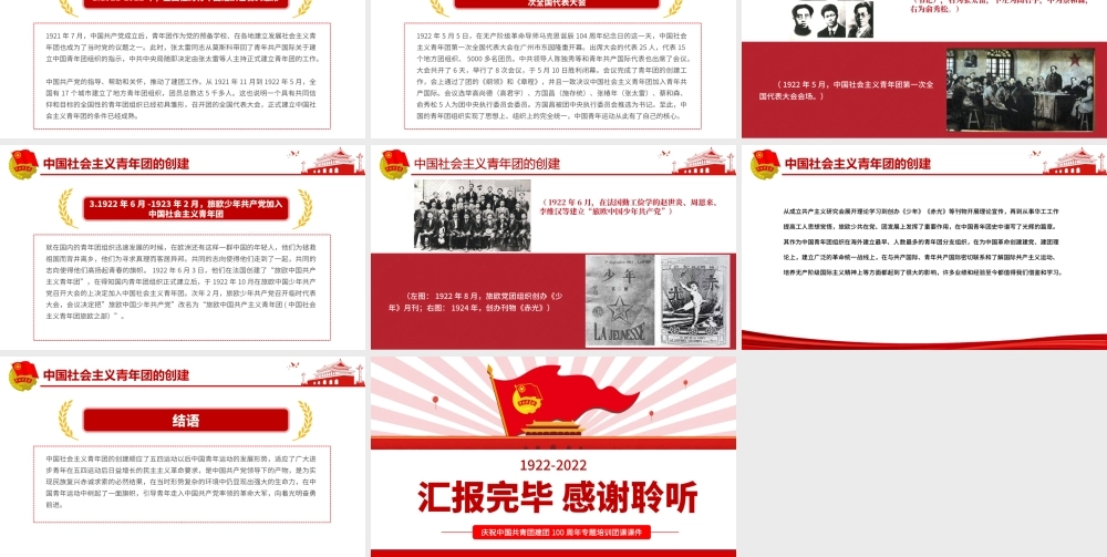 中国青年运动史PPT红色简洁五四以来党领导下的青年运动的光辉历程专题团课.pptx
