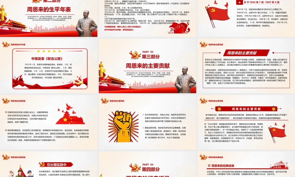 周恩来逝世46周年纪念日PPT红色简约风纪念周恩来专题党课课件模板.pptx