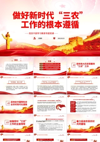 做好新时代“三农”工作的根本遵循PPT党政风党员干部学习教育专题党课.pptx