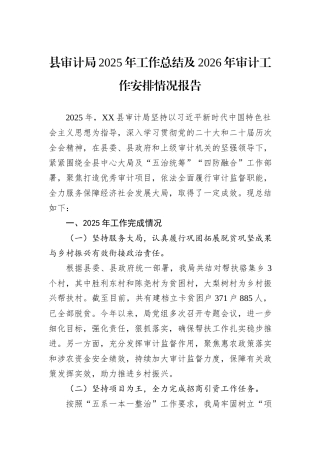 县审计局2025年工作总结及2026年审计工作安排情况报告.docx