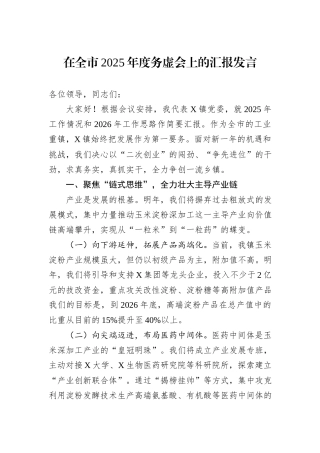 在全市2025年度务虚会上的汇报发言.docx