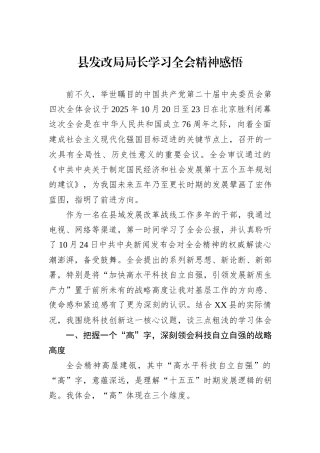 县发改局局长学习全会精神感悟.docx