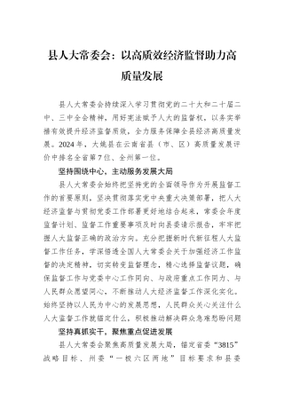 县人大常委会：以高质效经济监督助力高质量发展.docx