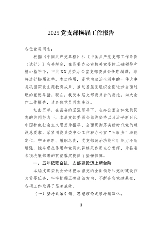 2025党支部换届工作报告.docx