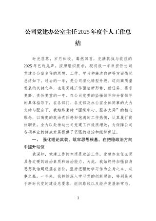 公司党建办公室主任2025年度个人工作总结.docx