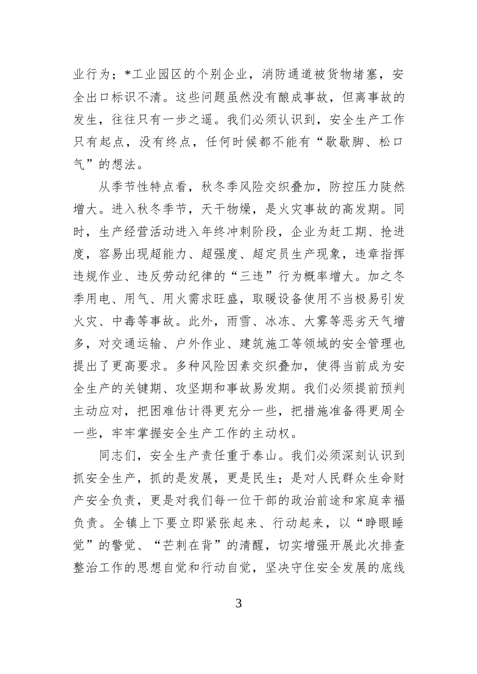 在2025年全镇安全生产领域风险隐患集中排查整治行动动员部署会上的讲话.docx_第3页