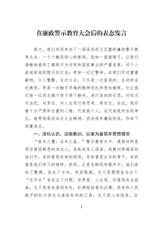 在廉政警示教育大会后的表态发言.docx