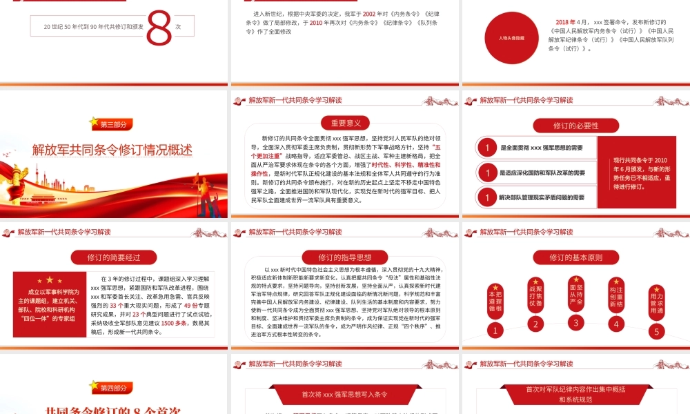 红色党政风解放军新一代共同条令学习解读PPT专题党课课件模板.pptx