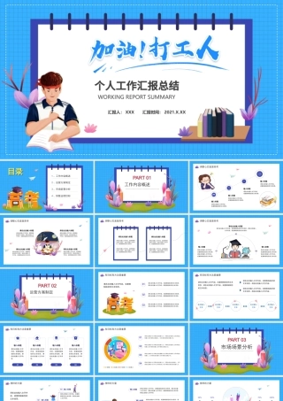 蓝色创意加油打工人PPT模板.pptx