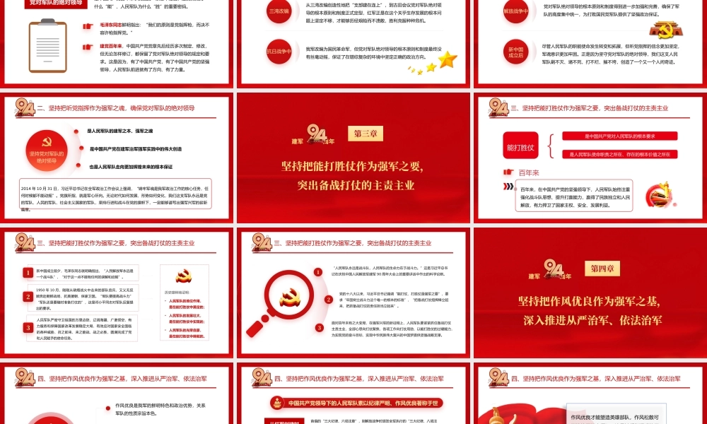 2021党领导建设强大人民军队的历史经验PPT热烈庆祝中国人民解放军建军94周年专题党课模板.pptx