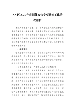 XX区2025年度固体废物专项整治工作情况报告.docx