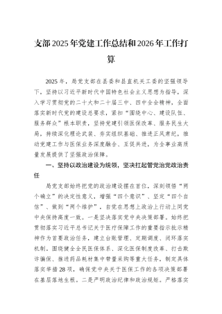 支部2025年党建工作总结和2026年工作打算.docx