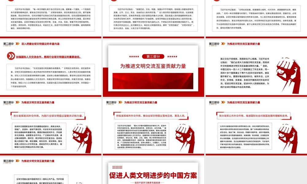 2023促进人类文明进步的中国方案PPT大气精美风党员干部学习教育专题党课课件.pptx