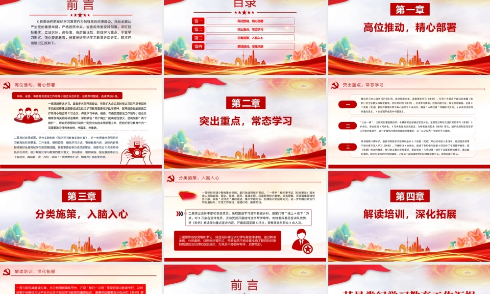 党政风某县党纪学习教育工作汇报PPT模板.pptx