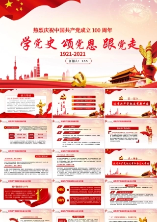 红色大气简约党政风热烈庆祝中国共产党成立一百周年ppt.pptx