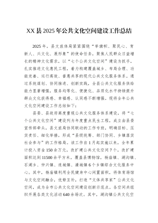 XX县2025年公共文化空间建设工作总结.docx