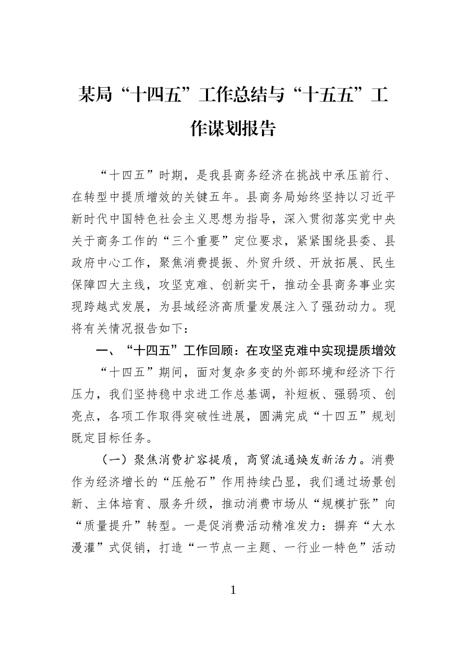 某局“十四五”工作总结与“十五五”工作谋划报告.docx_第1页