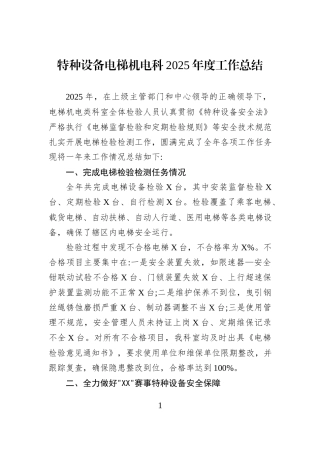 特种设备电梯机电科2025年度工作总结.docx