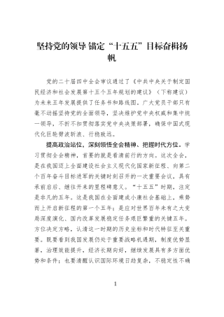 坚持党的领导 锚定“十五五”目标奋楫扬帆.docx