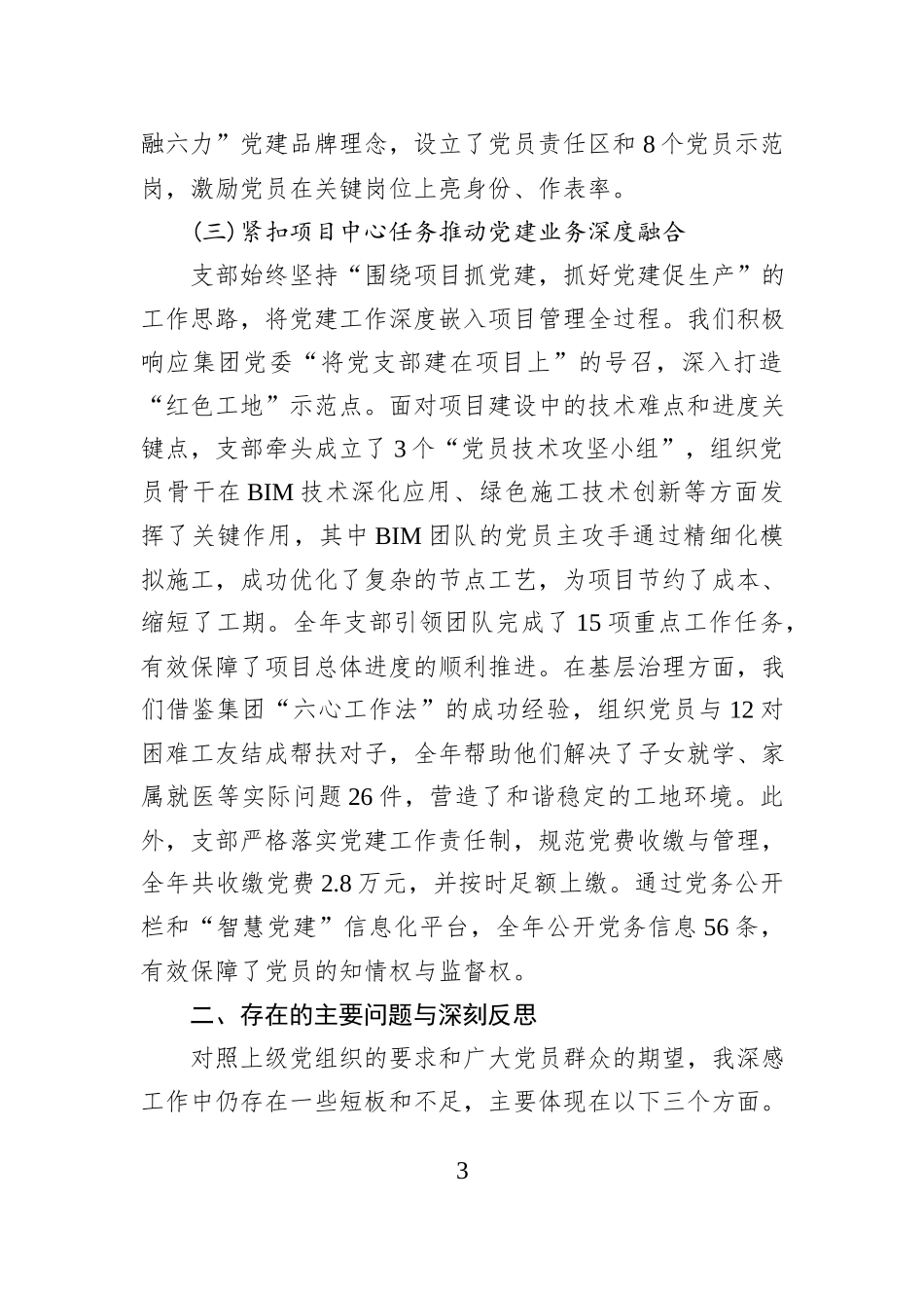 XX集团XX项目党支部书记2025年度述职报告.docx_第3页