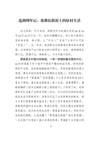 选调周年记：我那扎根泥土的驻村生活.docx