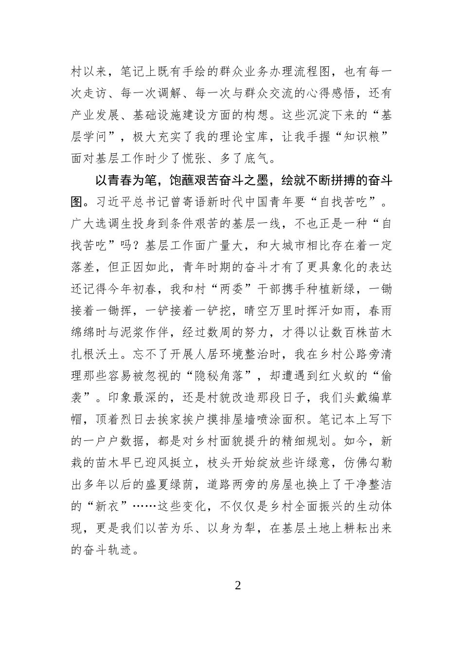 驻村札记：以青春为笔 谱奋斗新篇.docx_第2页
