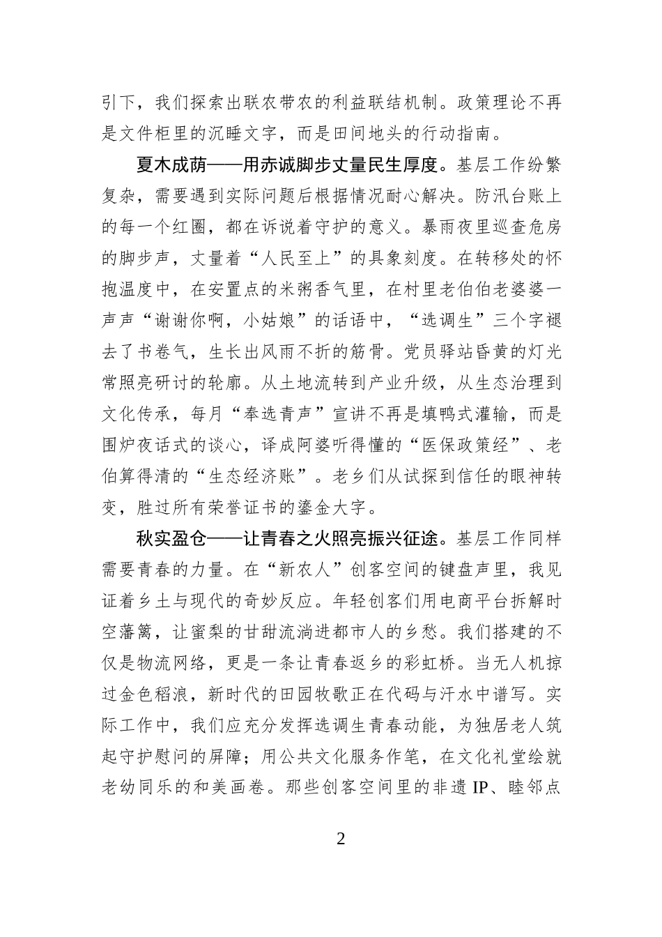 青春作笺写振兴——一名驻村选调生的四季答卷.docx_第2页