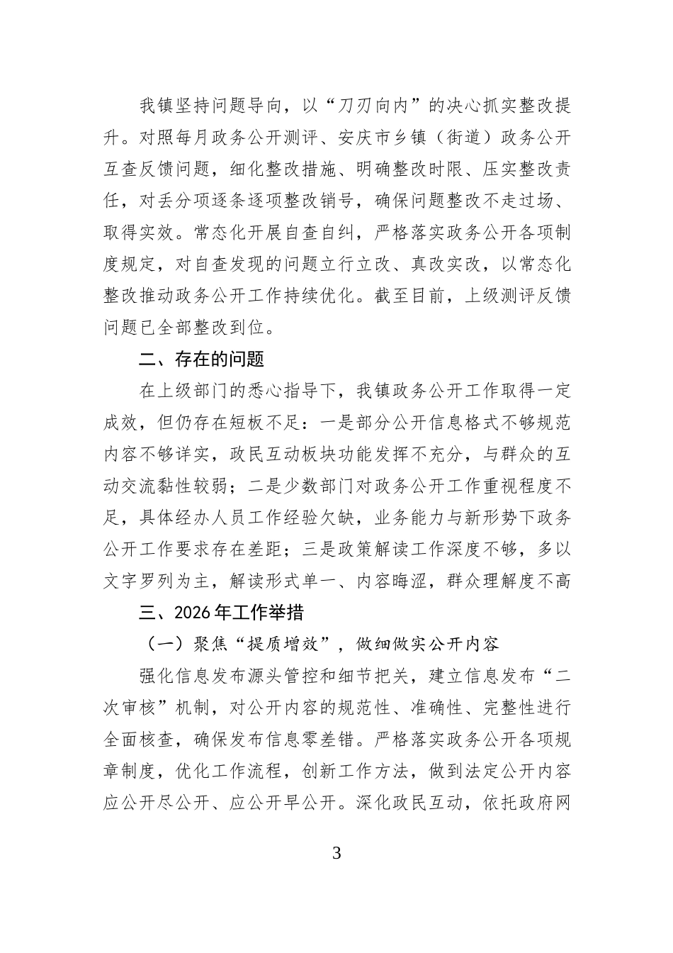 XX镇2025年政务公开工作总结和2026年工作举措.docx_第3页