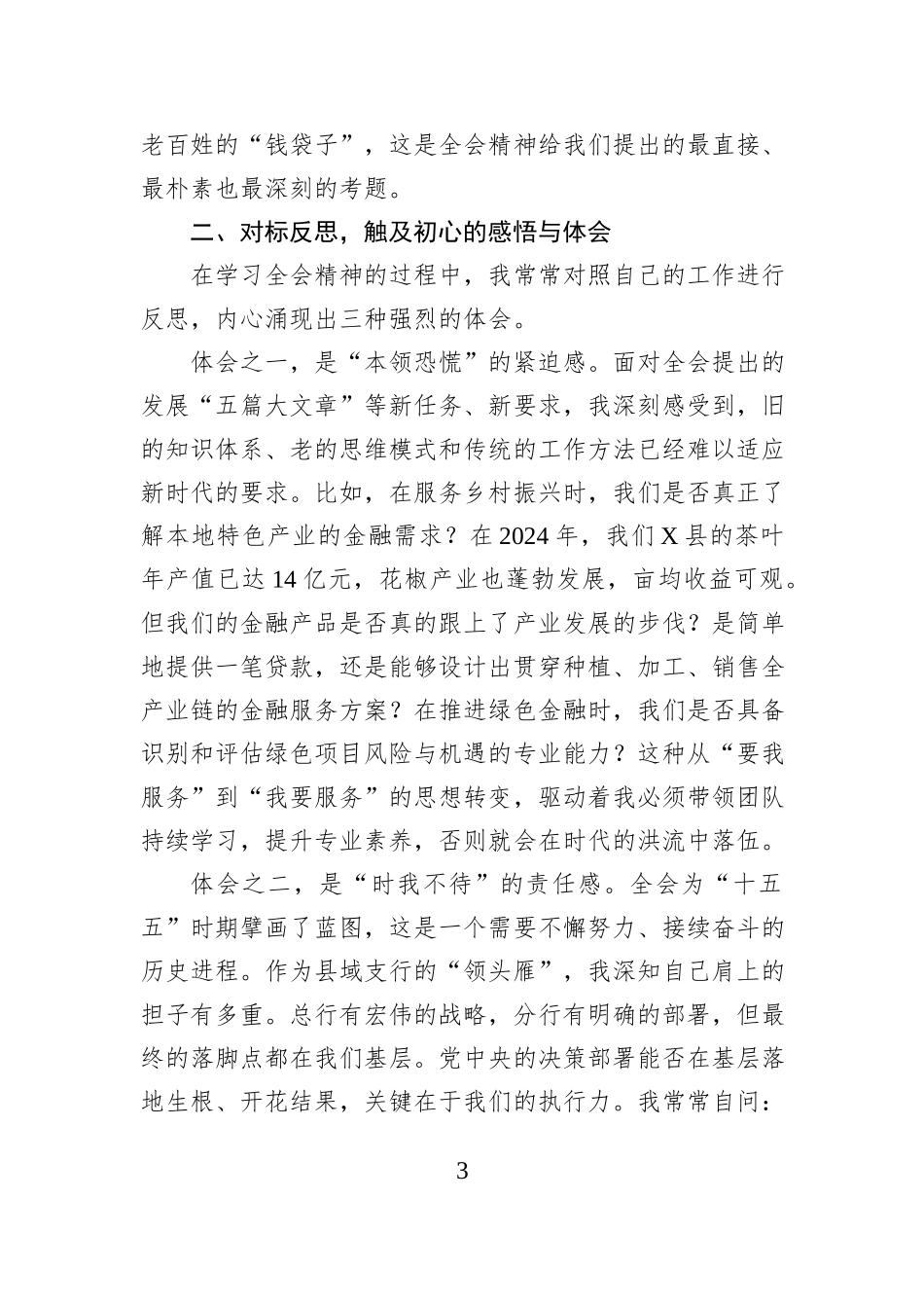 研讨发言：以全会精神为指引，谱写金融服务新时代高质量发展新篇章.docx_第3页