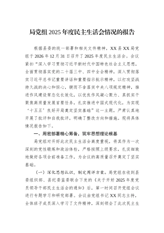 局党组2025年度民主生活会情况的报告.docx