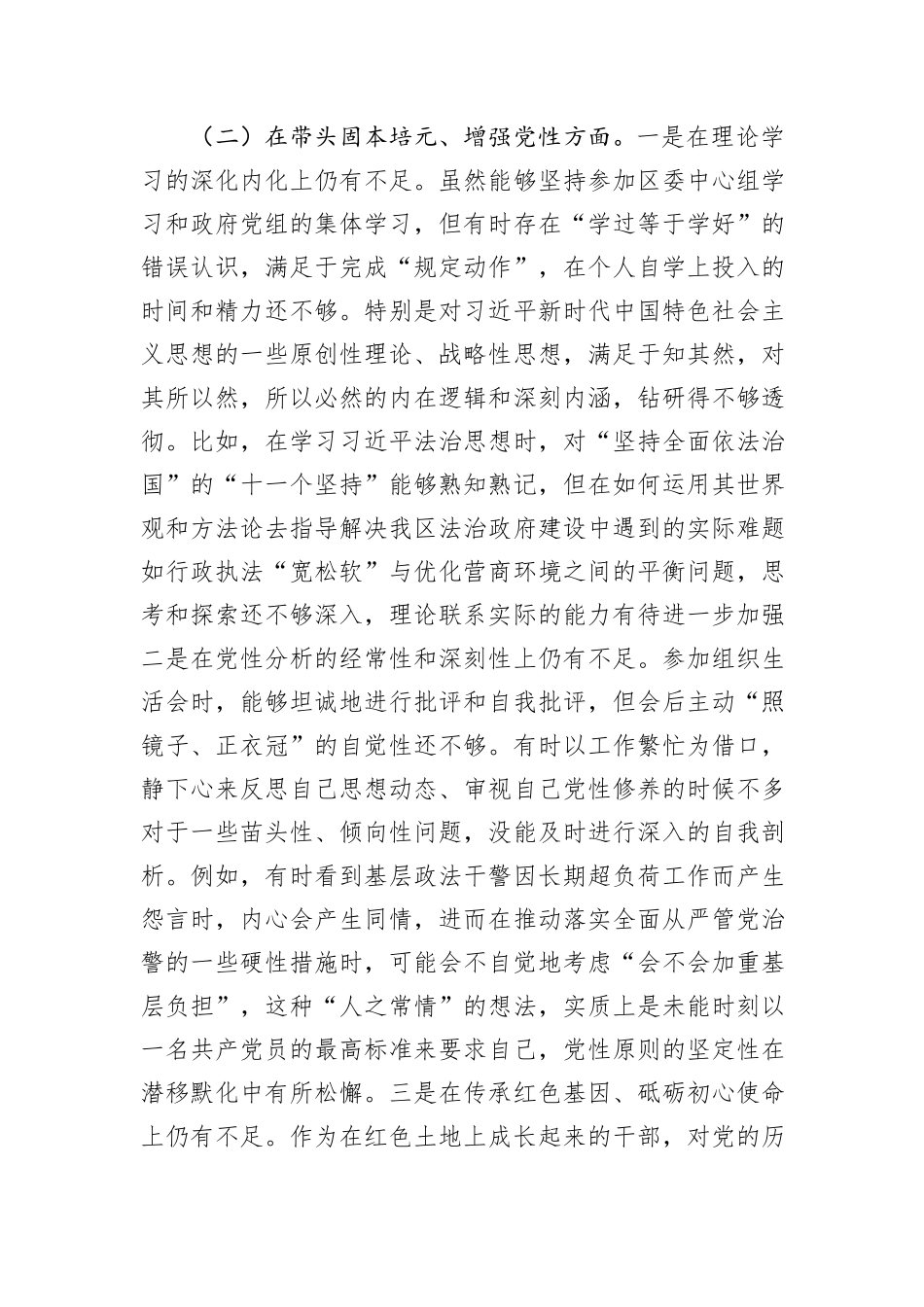 副区长、公安局长2025年度民主生活会个人对照检查材料（五个带头）.docx_第3页