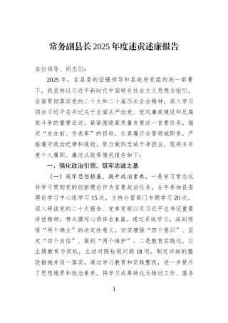 常务副县长2025年度述责述廉报告.docx