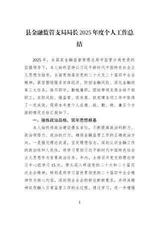 县金融监管支局局长2025年度个人工作总结.docx