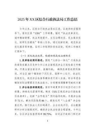 2025年XX区综合行政执法局工作总结.docx