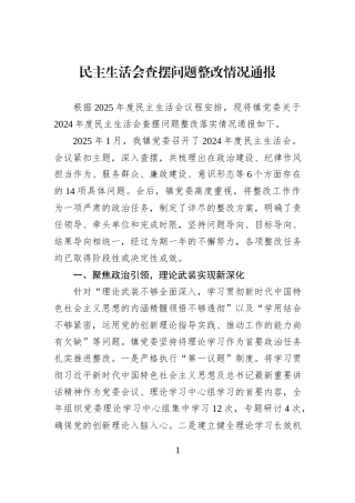 民主生活会查摆问题整改情况通报.docx