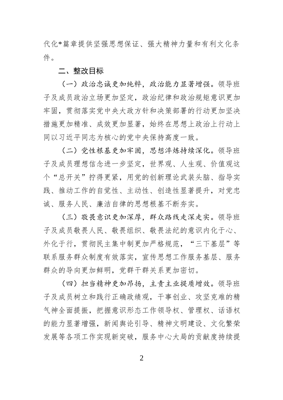2025年度市委宣传部民主生活会查摆问题整改方案.docx_第2页