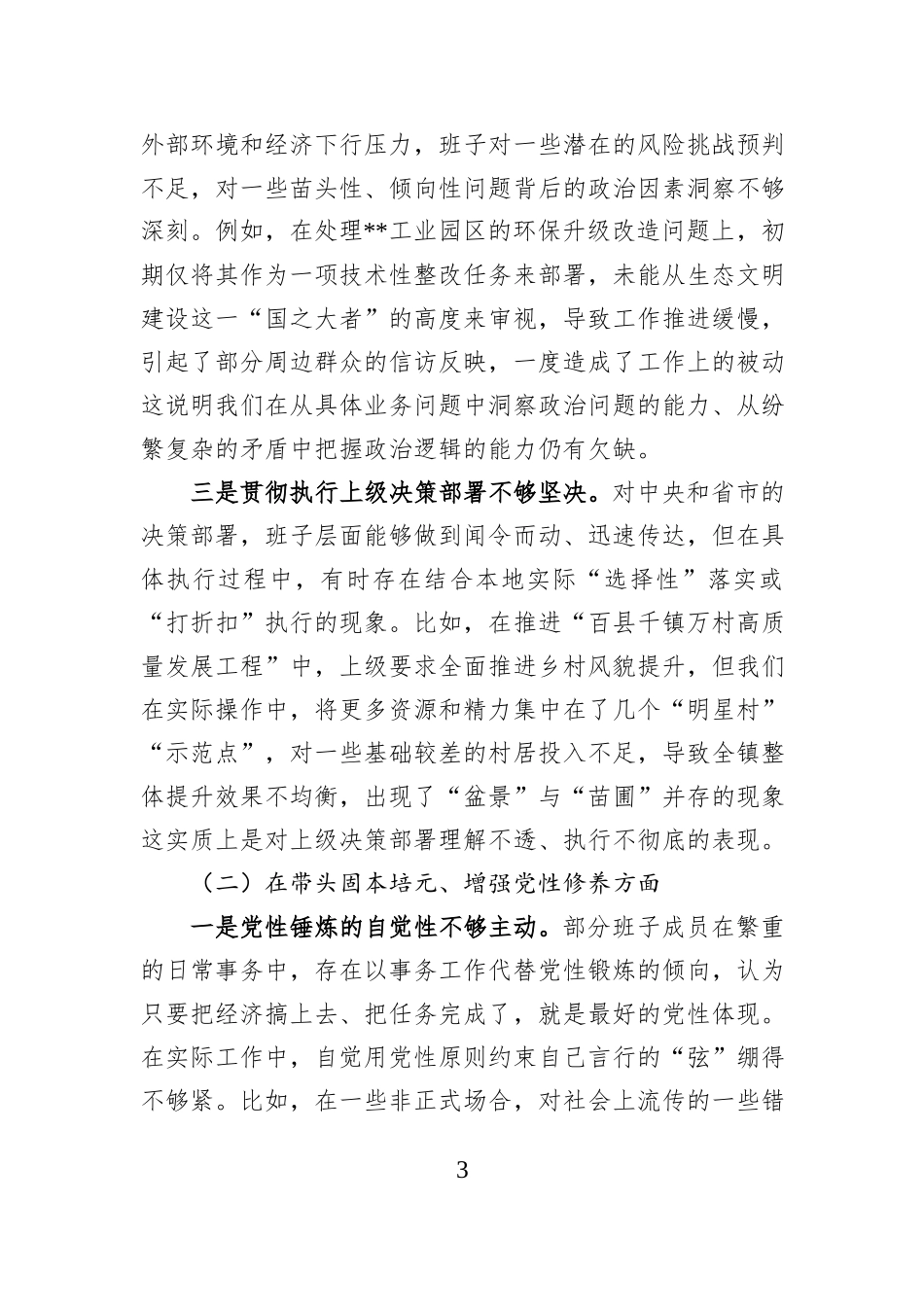 领导班子2025年度民主生活会对照检查材料（含案例） (1).docx_第3页