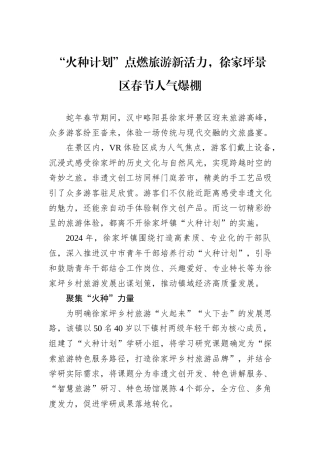 “火种计划”点燃旅游新活力，徐家坪景区春节人气爆棚.docx