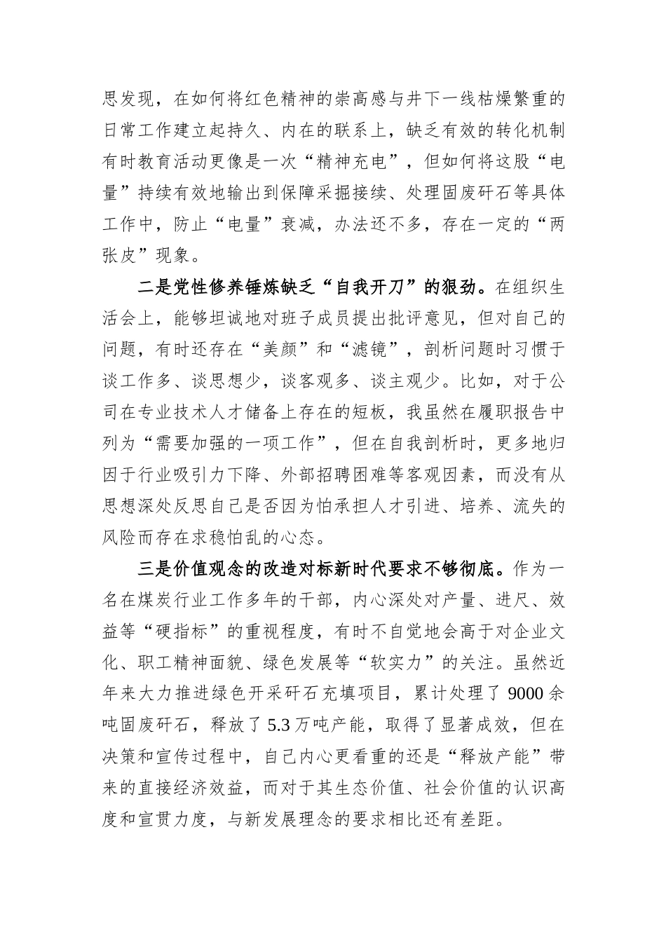 公司党总支书记、执行董事、经理2025年度民主生活会个人对照检查材料（五个带头）.docx_第3页