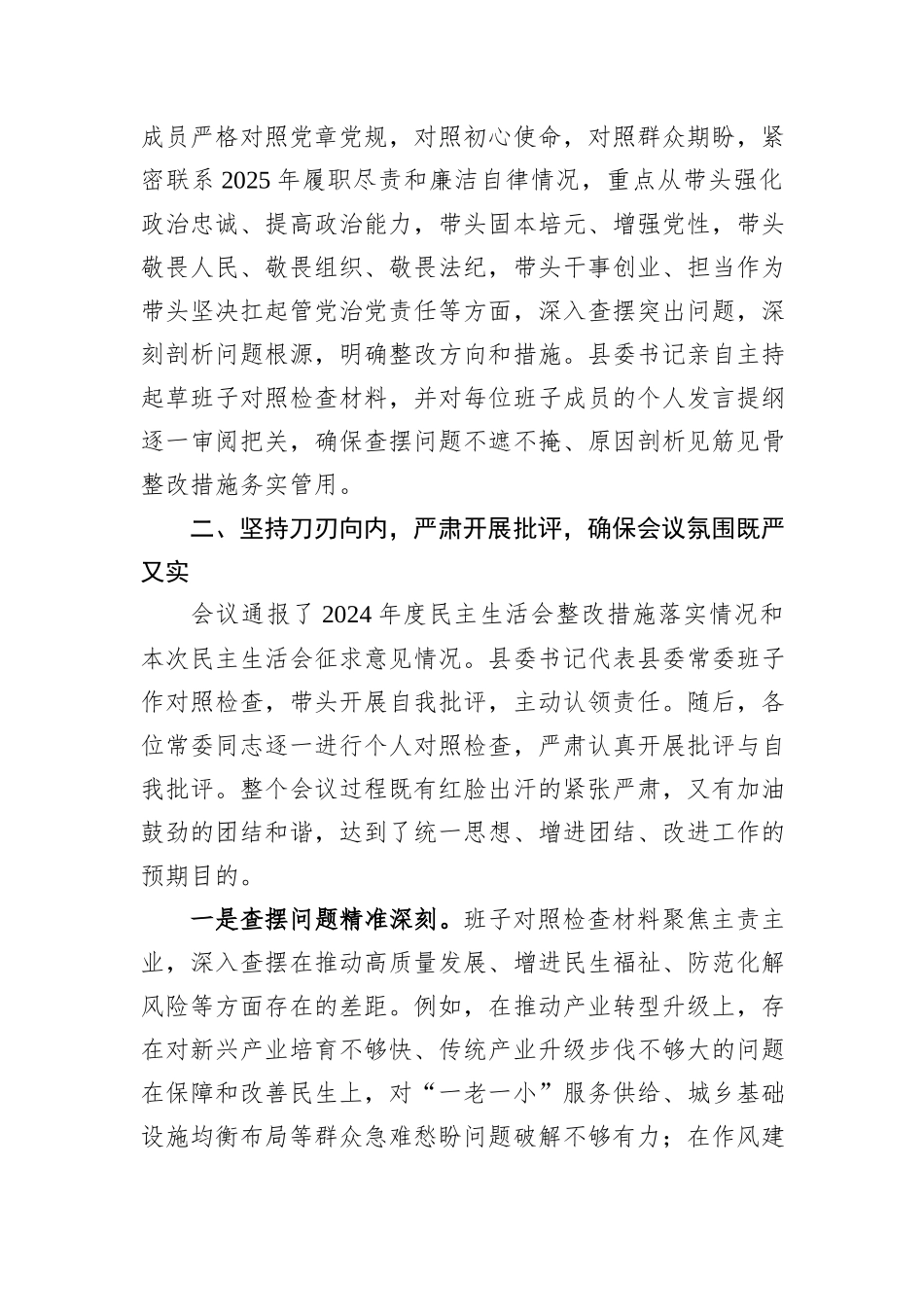 关于2025年度民主生活会召开情况总结报告.docx_第3页