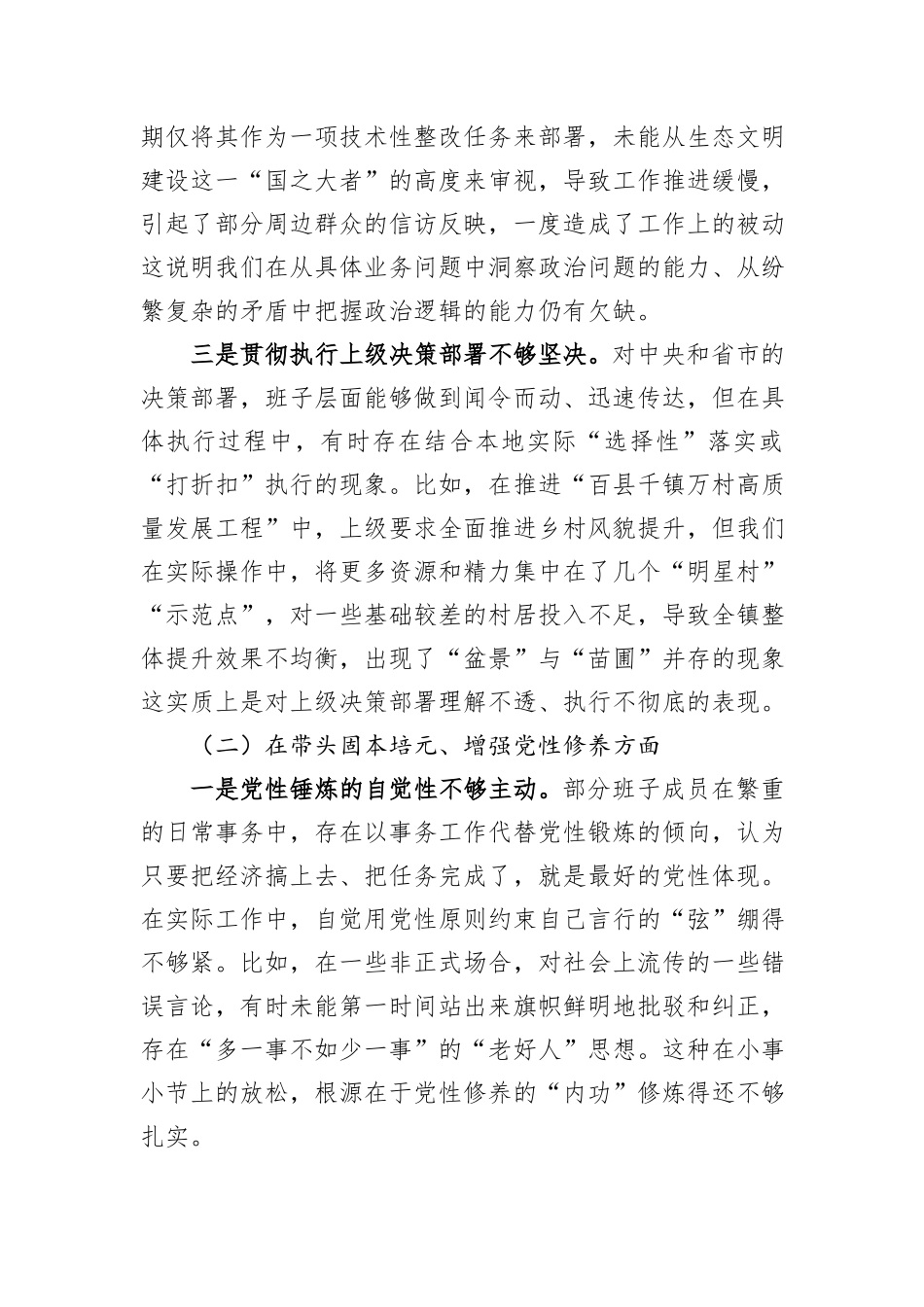 领导班子2025年度民主生活会对照检查材料（含案例）.docx_第3页