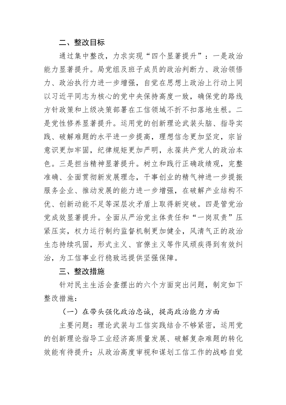 市工业和信息化局党组2025年度民主生活会查摆问题整改方案.docx_第2页