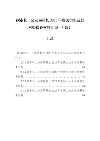 副市长、公安局局长2025年度民主生活会对照检查材料汇编（5篇）.docx