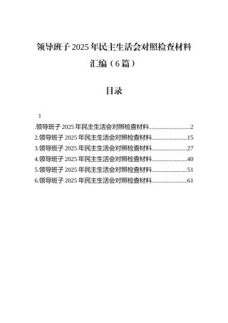 领导班子2025年民主生活会对照检查材料汇编（6篇）.docx