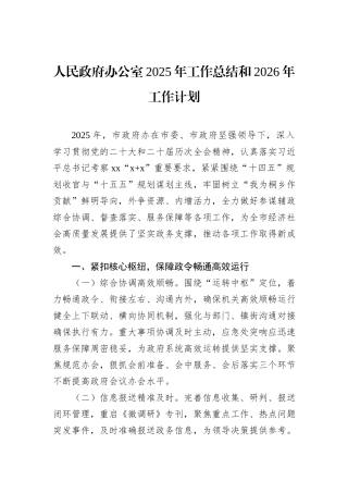 人民政府办公室2025年工作总结和2026年工作计划.docx
