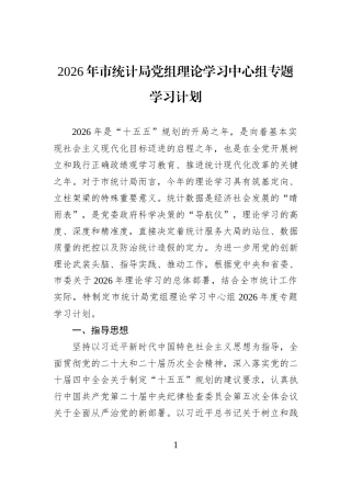 2026年市统计局党组理论学习中心组专题学习计划.docx