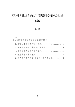 XX村（社区）两委干部培训心得体会汇编（6篇）.docx